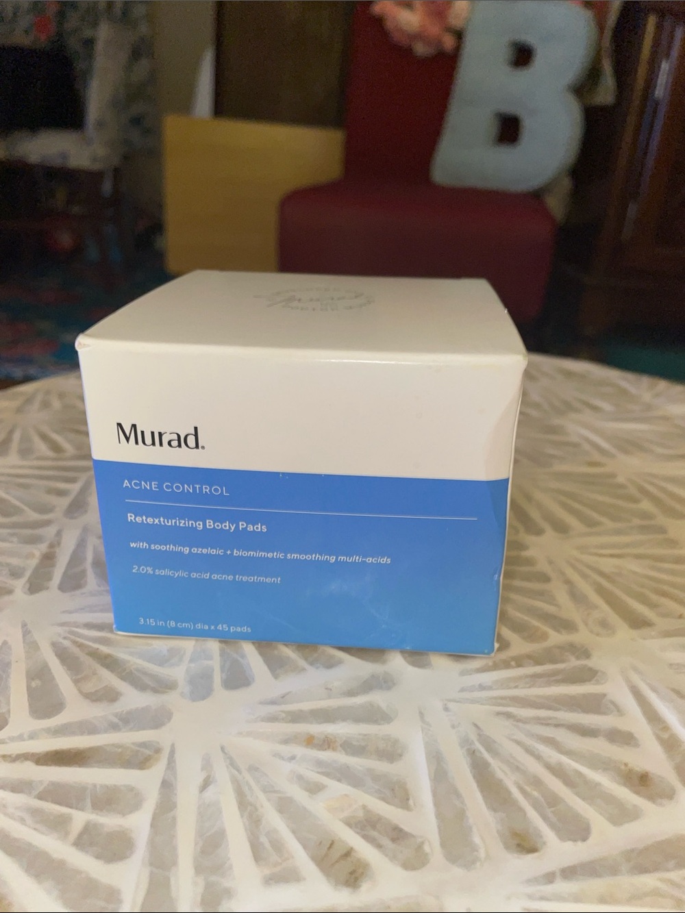 Murad Acne Control Retexturizing Body Pads White and Blue Packaging